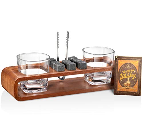 Whiskey Stones Gift Set with Stand | 13-Piece Handcrafted Whiskey Glass Set Granit Whiskey Rocks for Perfect Drink | Whiskey Gift Set & Whiskey Kit | Best Whisky Stones Glass Set for Men Dad Boyfriend