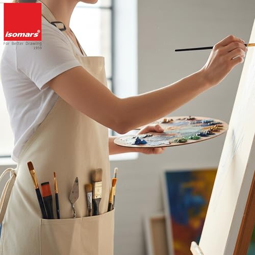 Image of Isomars Painter's Apron - Grey Canvas Art Apron for Artists, Painters, Students & Crafters - Size: Regular - 23.5 inch x 24.5 inch