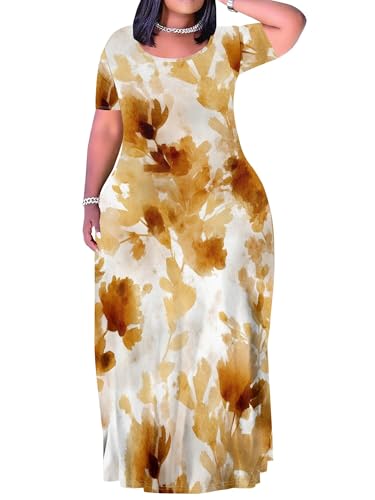 Image of Plus Size Maxi Dresses for Curvy Women T-Shirt Summer Sun Dresses Loose Fit