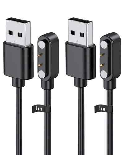 For Audwierr DM60 1.83インチ スマートウォッチ 充電ケーブル USB 磁気充電器【KONXISA】汎用マグネットコード 磁気吸着 高耐久 軽量 小さい 持ち運び便利 旅行用(2本セット)