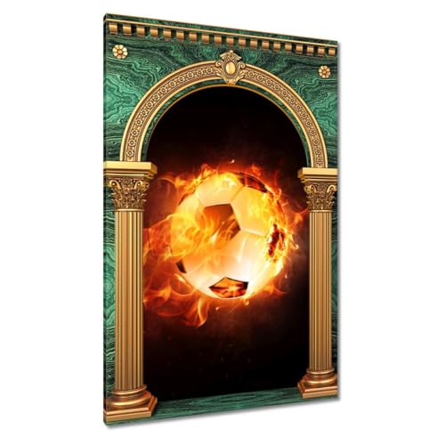 Peinture imprimée sur toile 80 x 120 cm Football sur feu décoration murale grand format H3348Z