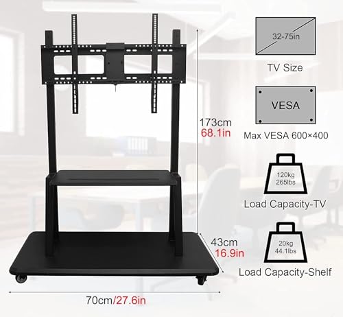 Soporte móvil para TV de piso ajustable para 32-75 pulg miniatura 2