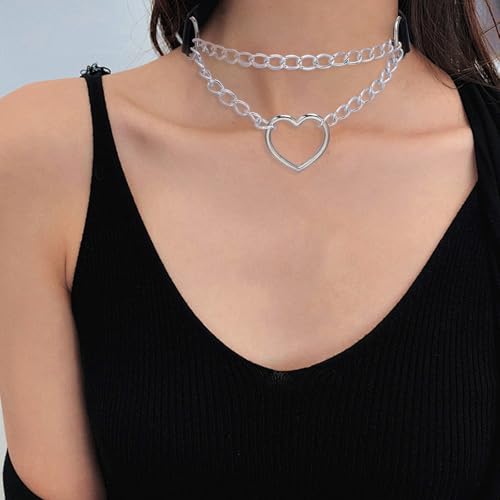 Jahrestag Geschenk, 4 Stück Halsband Damen für Sex, Choker Schwarz Kette Damen, LederhalsbandDamen, Kette Spike Leder Kragen Kropfband Herz, Einstellbar Halsband Schwarz Chocker, Punk Gotik Collar