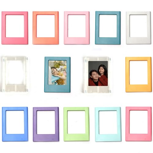 GYB 12PCS Colorful Magnetic Photo Frame for 3 Inch Mini Photo, Picture Collage Frames for Fridge Metal Surfaces, DIY Photo Frame