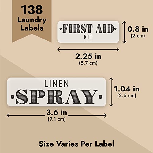 Talented Kitchen 138 Laundry Room Labels For Glass Jars And Containers, Preprinted Bold Farmhouse Stickers For Linen Closet, Bathroom And Home Office Organization, 4 Sizes #TOP3