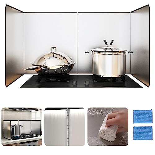 Piastra Antispruzzi Da Cucina, Schermo Antispruzzi Da Cucina In Acciaio Inox, 80x40x30cm Piastra Antispruzzi Da Cucina Pieghevole Deflettore Per Fumo D'Olio, Protezione Antispruzzi Per Fornello