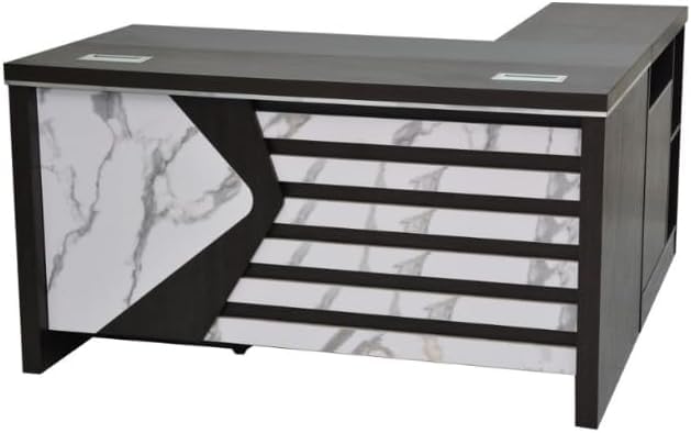 ALWASIT Modern 3 Drawer L Shape Wooden Office Table Office Desk Computer Table 140 CM | Walnut Color