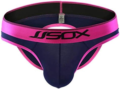 JJSOX Men's Pure Color Breathable Antibacterial Soft and Comfortable Ultra-Thin Sexy Triangle Briefs (M, Navy)