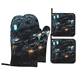 El juego de cocina Future Robot PA de 4 piezas incluye guantes de horno es perfecto para cocinar y hornear