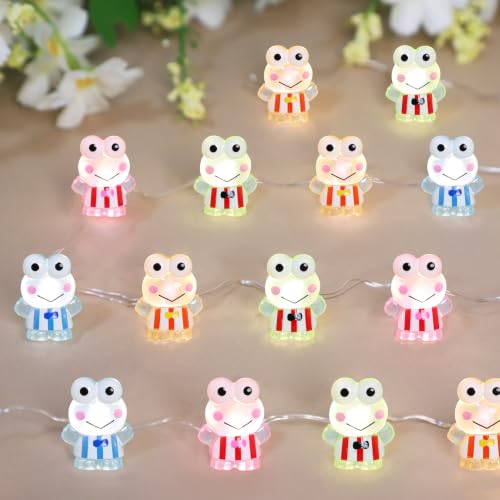 Image of Frog String Lights 10ft 40LEDs Battery & USB Operated Cute Frog Fairy Lights with Remote Colorful Frog-Shaped Night Lights for Kids Bedroom Birthday Christmas Easter Party Holiday Decor