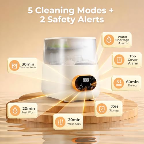 Image of Baby Bottle Washer Steam Dryer: All in One Cleaning Machine for Bottles Pump Parts & Baby Essentials Replaces Hand Washing Effortless Daily Use