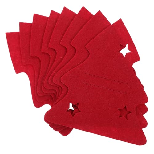 FONDOTIN 8pcs Christmas Tree Shaped Cutlery Holders Adorable Felt Silverware Bags for Holiday Table Decor Party Use Fork Knife Pouches for Festive Dining