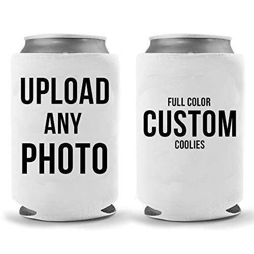 Personalized Custom Can Cooler | Upload Any Photo Full Color | Funny Novelty Can Coolie | Beverage Holder | Craft Beer Gifts | Neoprene (4 Pack)