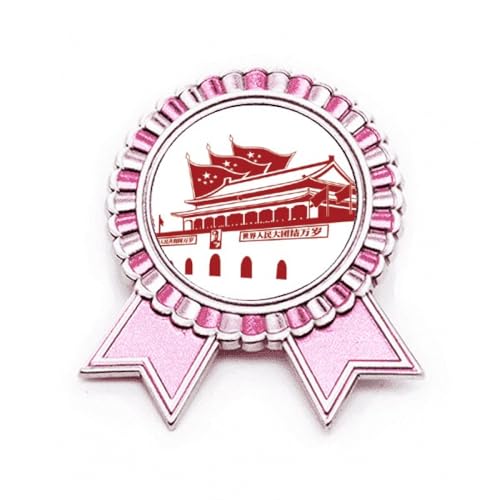 Médaille broche Tiananmen rouge et rose en métal finition prix