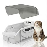 Automatic Litter Box, Open-Top Self Cleaning Litter Box for Multiple Cats, Large Space with Low Entry, Dual Safety Sensors, Quiet Operation, Compatible with Clumping Litter, Odor Control