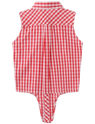 Image of Noomelfish Girls Sleeveless Button Down Shirt Tie Knot Blouse Western Cowgirl Outfit (5-12 Years)