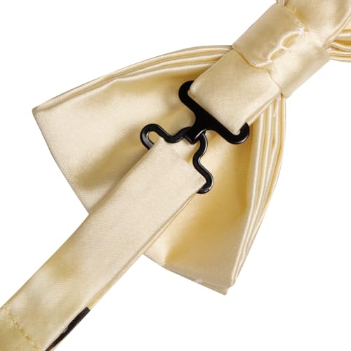Image of Solid Color Bow Ties for Men Silk Pre-tied Tuxedo Bowtie Set 4PCS | Pre-tied in 3 seconds,adjustable 4PCS bow tie and pocket square cufflinks lapel pin set,wedding,formal,party,prom,graduation