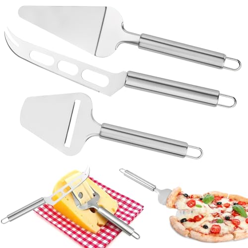 Käsehobel, Käseschneider Sets 3 Stück, Käsemesser Käsehobel Tortenheber Set Edelstahl, Butterschneider, Käsemesser Set Perfekt für Schneiden von Weichkäse und Schnittkäse, Spülmaschinenfest