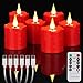 Produktbild yunsheng Wiederaufladbare Flammenlose LED Teelichter mit Fernbedienung und 4/6H Timer, Wasserdichtes Aufladbare LED Kerzen, 5,1 x 7,6cm flackernde Votivkerzen, 6Stück Rot, Type-C, Heimdekoration