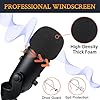 SOULWIT 2Pcs Microphones Pop Filter for Logitech Creators Blue Yeti/Yeti Pro USB, Protective Mic Cover Windscreen Foam - Black #3