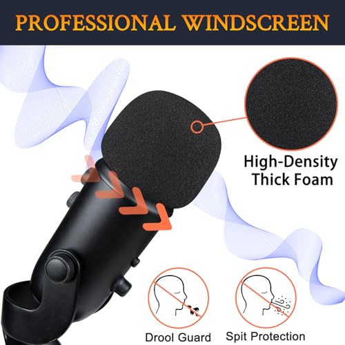 Image of SOULWIT 2Pcs Microphones Pop Filter for Blue Yeti /Yeti Pro USB, Protective Mic Cover Windscreen Foam for Logitech for Creators - Black