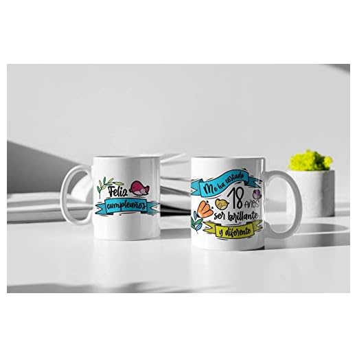 Taza " Me ha costado años ser brillante y diferente"-Regalo Original Feliz Cumpleaños (18 años)