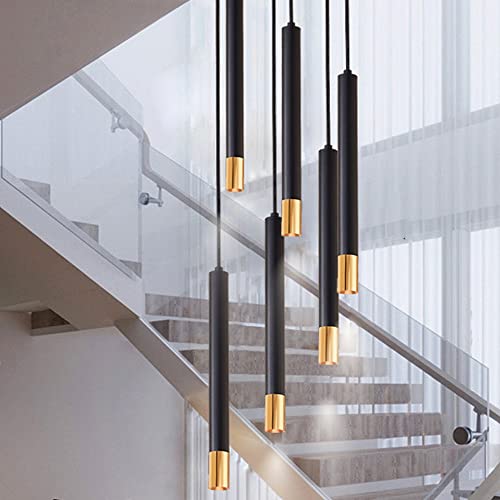 RAGGZZ led moderne light lustre noir tube cylindrique à tête unique 6x40cm - 4