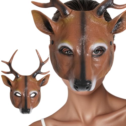 Peosaard Masque de mascarade, masque de cerf, animal complet avec bande élastique pour fête festival mascarade Noël, animal