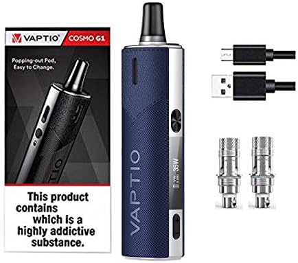 Amazon Vaptio 電子タバコスターターキット 内蔵1500mahバッテリー 爆煙 Vape 35w Pod Kit Cosmo G1 Kit 3 0ml 容量 Type C Usb充電 かっこいい ブルー Vaptio 電子たばこセット スターターキット