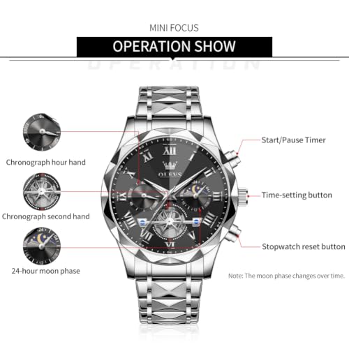 Image of OLEVS Watch for Men Chronograph Business Dress Large Face Mens Wristwatches