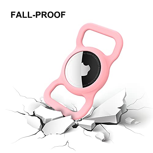 Image of Airtag Dog Collar Holder, Silicone AirTags GPS Tracking Accessories, Air Tags with Bone Pattern (1 Pack(Pink))