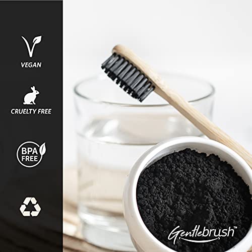 Image of Bamboo Manual Toothbrush For Adults & Kids, Flat Handle Gentlebrush With Bpa Free Charcoal Activated Soft Bristles, Biodegradable, Anti-Bacterial & Eco-Friendly (Pack Of 1)