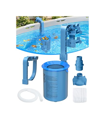 KIrSwp 2026 Above Ground Pool Skimmer with 3 Skimmer Socks | Wall Mount Surface Skimmer Enhanced Bracket -Anti-tilt | Floating Pool Skimmer Removable Skimmer Basket Auto Skimming Pool Surface Debris
