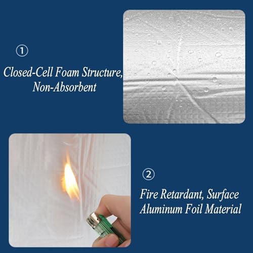 Self-Adhesive Thermal Insulation Mats, 5MM Thick Aluminum Foil Foam Heat Barrier for Walls, Roofs, and Floors - Easy Install Anti-Freeze Insulation Cotton, 10m Long