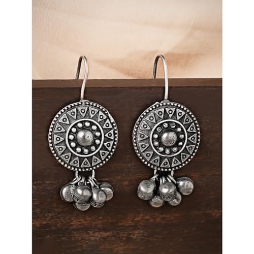 Image of Rubans Oxidised Drop Earrings Stylish Trendy Jewellery Gift for Women & Girls