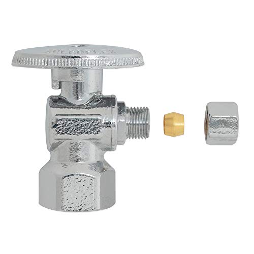 Image of Eastman 1 /2 inch FIP x 1 /4 inch OD Compression Quarter Turn Angle Stop Valve, Brass Plumbing Fitting, Chrome, 10732LF