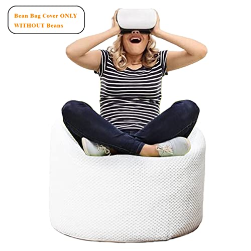 Abunheri Storage Bean Bag Chair Cover (No Filler) Zipper Bean Bag Chair Cover Living Room Furniture 31X20 Inch Soft Washable Plush Fiber Adult Beanbag Chair Fur Cover Without Filling (White) #TOP5
