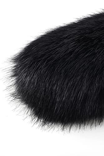 Women'S Faux Fur Shawl Party Faux Fur Collar Fur Wraps for Winter Bridal Wedding Cover up 1920s Accessories for Women, Black