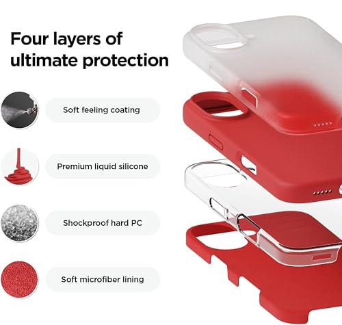 Image of SBMS Silicone Case for iPhone 17 6.3-Inch, Silky-Soft Touch Full-Body Protective Phone Case, Shockproof Back Cover for iPhone 17 (Red)