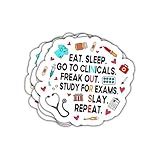 3Pcs Eat Sleep Nurse Repeat Sticker Nurses Gift for Nursing School Life Go to Clinicals Freak Out Study for Exams Stickers Healthcare Student Car Decal for Laptop Bottle Notebook Toolbox Hard Hat 3'