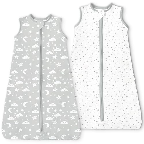 Image of TOTBASIC Baby Sleep Sack 0-6 Months,2-Pack,Summer Sleeping bag with 2-Way Zipper,Soft Wearable Blanket for Babies Girl Boy