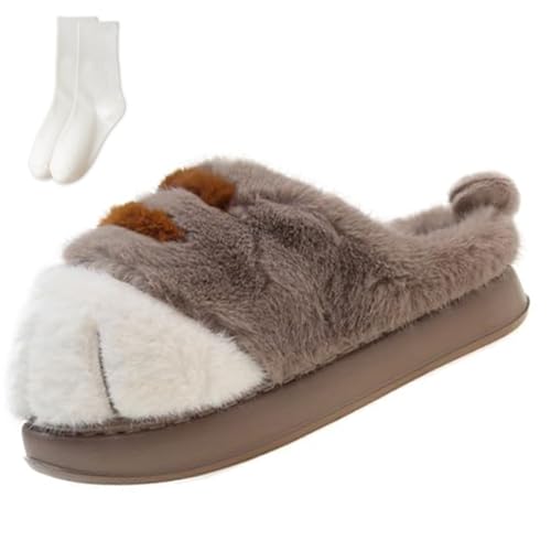 Cat Paw Slippers for Women, Cozy Plush Memory Foam, Non-Slip PVC Sole, Cute Cat Feet Design, Warm Fuzzy Slippers for Indoor & Outdoor Use, Great Gift for Cat Lovers