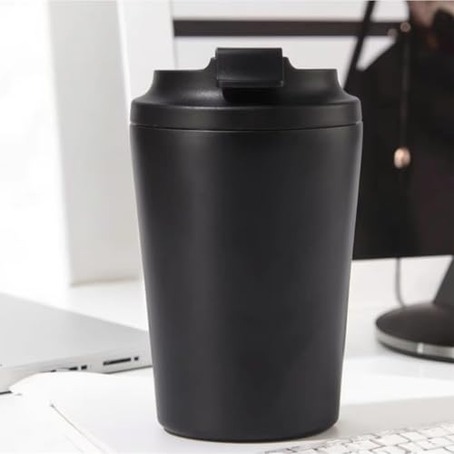 Image of Stvin 380ml Insulated Coffee Mug Travel, Stainless Steel Tumbler with Leak-Proof Lid, Reusable Thermal Cup for Hot & Cold Drinks, Car, Office, Camping & More (3rd Black)