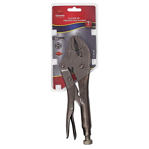 Alicate Pressão Boca Curva, Corneta, 4133100, Prata