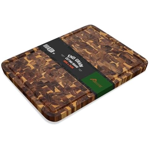 HOMESTEAD Acacia Large Wood Cutting Boards for Kitchen, Butcher Block Cutting Board with Juice Groove and Inner Handles - 18 x 24 inches, End Grain 1.5-inch Thick Cover