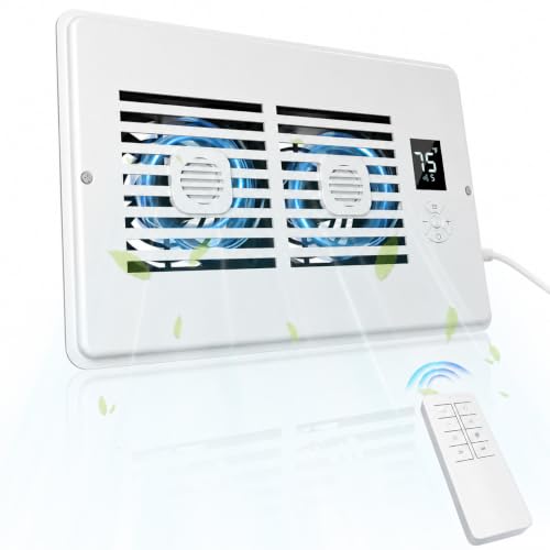 Orabriz AC Vent Booster Fan 6 x 10 Register Quiet 10-Speed Vent Booster with Thermostat Control Remote & LCD Display Built-in Aroma Pad Slot Improves AC Heating & Cooling Airflow for Home