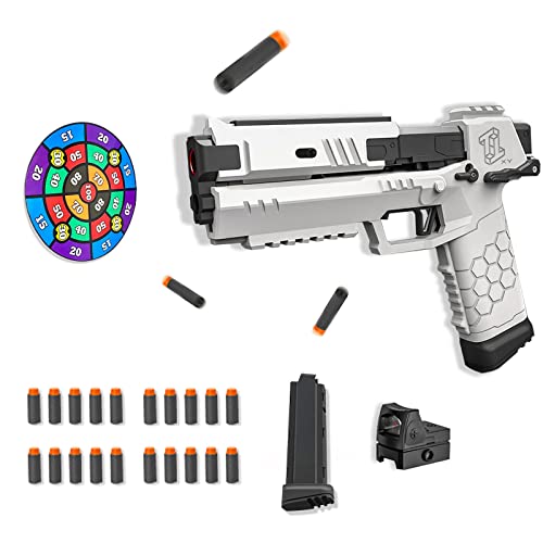 Pistola de Juguete,Modelo de Pistola de Juguete con Espuma de Goma Suave,Modelo de Pistola de Juguete Educativo Blanco para Juegos al Aire Libre Cover