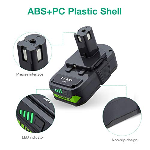 FirstPower 2Pack 3.0Ah 18V Li-ion Battery Compatible with The 18V ONE+ P102 P103 P107 P109 P104 P105 Battery + P117 Charger for 18V Lithium ion Battery Compatible with Cordless Tools