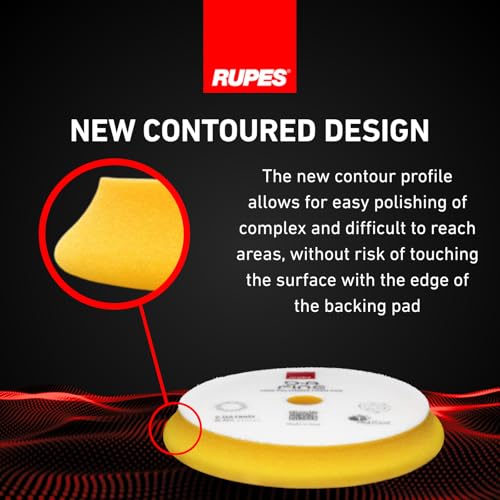 Image of RUPES 9.DA150M Pack of 24 Yellow D-A Fine Finishing Foam Pads 150mm | Ideal for Paint Correction & Gloss Enhancement | Moderate to Fine Defect Removal | Compatible with 5 inch Backing Plate