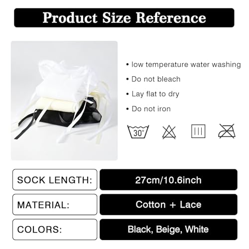 Image of YOYOU Lace Ruffle Socks for Women Cute Socks for Dress Loafer Mary Jane Ballet Flats One Size 5-9